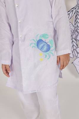 Crab crawl boys kurta set playful lilac with crab embroidery 3