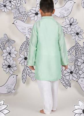 Dragonfly dream boys kurta set soothing mint with dragonfly embroidery 2
