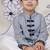 Crossbody chic boys kurta set blue print with drape detail