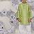 Lime blossom boys kurta set green floral print with piped collar