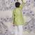 Lime blossom boys kurta set green floral print with piped collar