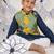 Tropical bloom boys jacket set yellow floral nehru jacket with navy kurta