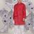 Cowl cool boys kurta set red printed with draped silhouette