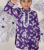 Mint contrast boys    kurta set royal purple floral & embroidery
