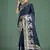 Navy Blue banarasi satin silk zari woven work saree