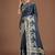 dark teal woven banarasi satin silk saree 