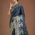 dark teal woven banarasi satin silk saree 