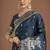 dark teal woven banarasi satin silk saree 