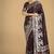 wine woven banarasi satin silk saree 