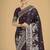 wine woven banarasi satin silk saree 