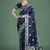 blue woven banarasi satin silk saree