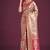 rani pink and gold soft banarasi satin silk saree with blouse piece