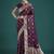wine soft banarasi zari woven satin silk saree with blouse piece 