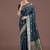 teal soft banarasi zari woven satin silk saree with blouse piece 