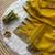 Yellow Color Zari Floral Embroidery With Sequins Work Crushed Silk Saree