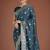  dark teal banarasi satin silk saree with intricate zari weaving pattern