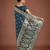  dark teal banarasi satin silk saree with intricate zari weaving pattern