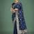 blue banarasi satin silk saree with intricate zari weaving pattern