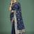 blue banarasi satin silk saree with intricate zari weaving pattern