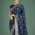 blue banarasi satin silk saree with intricate zari weaving pattern