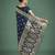 blue banarasi satin silk saree with intricate zari weaving pattern