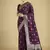 wine banarasi satin silk saree with zari weaving work