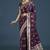 wine with gold border banarasi zari woven satin saree
