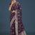 wine with gold border banarasi zari woven satin saree