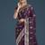 wine with gold border banarasi zari woven satin saree