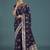 purple with gold border banarasi zari woven satin saree