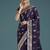 purple with gold border banarasi zari woven satin saree