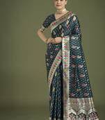 teal banarasi zari woven satin saree