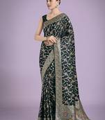 dark green zari woven banarasi satin silk saree