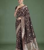 maroon zari woven banarasi satin silk saree