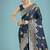 dark teal zari woven banarasi satin silk saree 
