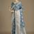 cyan blue banarasi satin silk saree with zari woven pallu & blouse piece