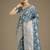 cyan blue banarasi satin silk saree with zari woven pallu & blouse piece
