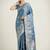 cyan blue zari weaving banarasi satin silk saree