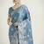 cyan blue zari weaving banarasi satin silk saree