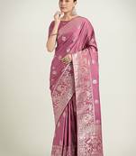 dusty pink zari weaving banarasi satin silk saree