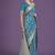 cyan blue banarasi satin silk golden meenakari work saree