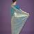 cyan blue banarasi satin silk golden meenakari work saree