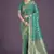 turquoise banarasi satin silk golden meenakari work saree
