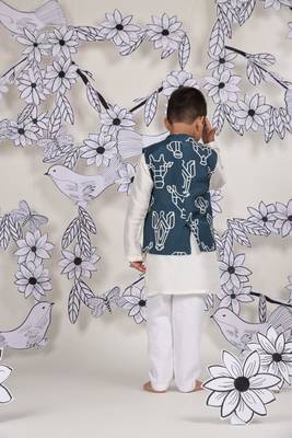 Teal tribe boys nehru jacket set tribal print over kurta pajama 2
