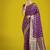 purple banarasi satin silk golden meenakari work saree