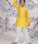 Sunshine spark boys kurta yellow geometric print with white pajama
