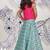 Rosette bloom girls lehenga 3d flower top with aqua & pink skirt