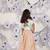 Blush buzz girls lehenga set blue bee embroidered top & peach skirt