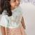 Blush buzz girls lehenga set blue bee embroidered top & peach skirt