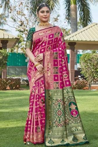 Multicolor silk blend saree with blouse